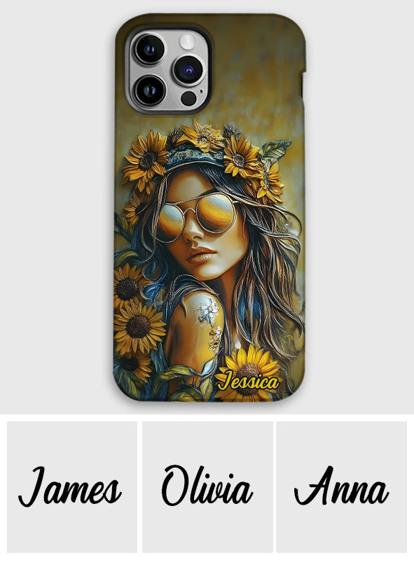 Hippie Soul Sunflower Girl - Personalized Hippie Full Print Phone Case