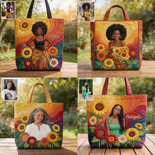 Sac fourre-tout matelassé personnalisé « Femme fière » avec n'importe quelle photo - Afro-Américaine