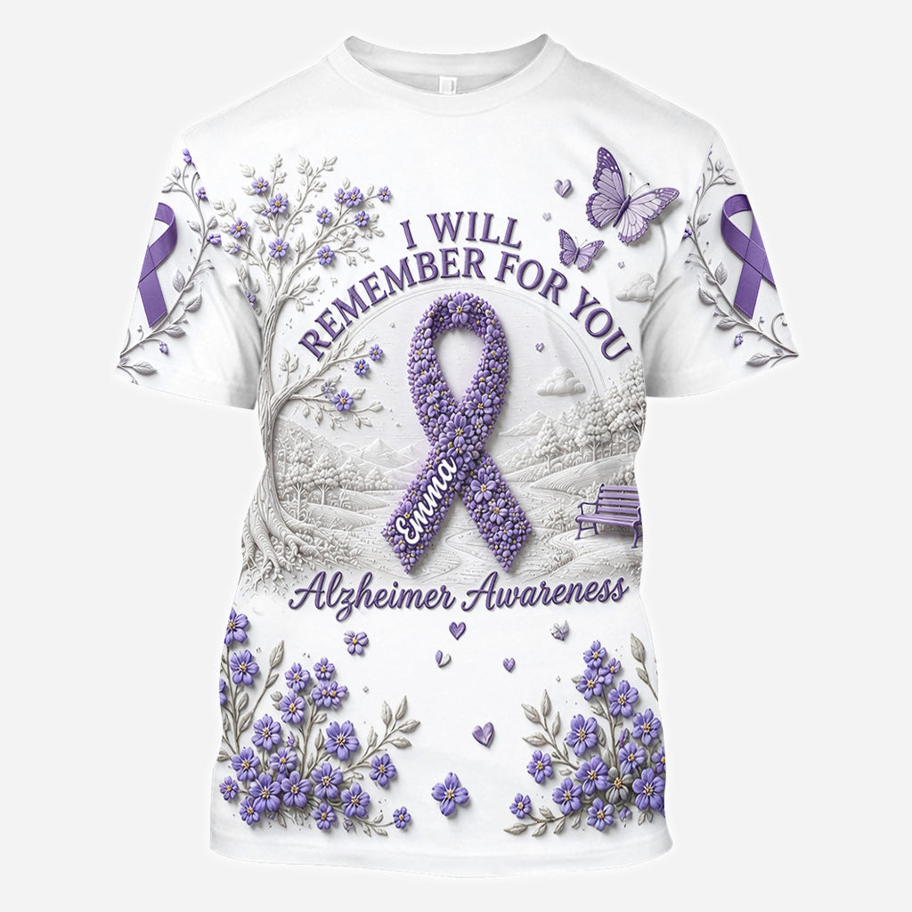 I Will Remember For You Purple - Personalized Alzheimer Awareness All Over Shirt