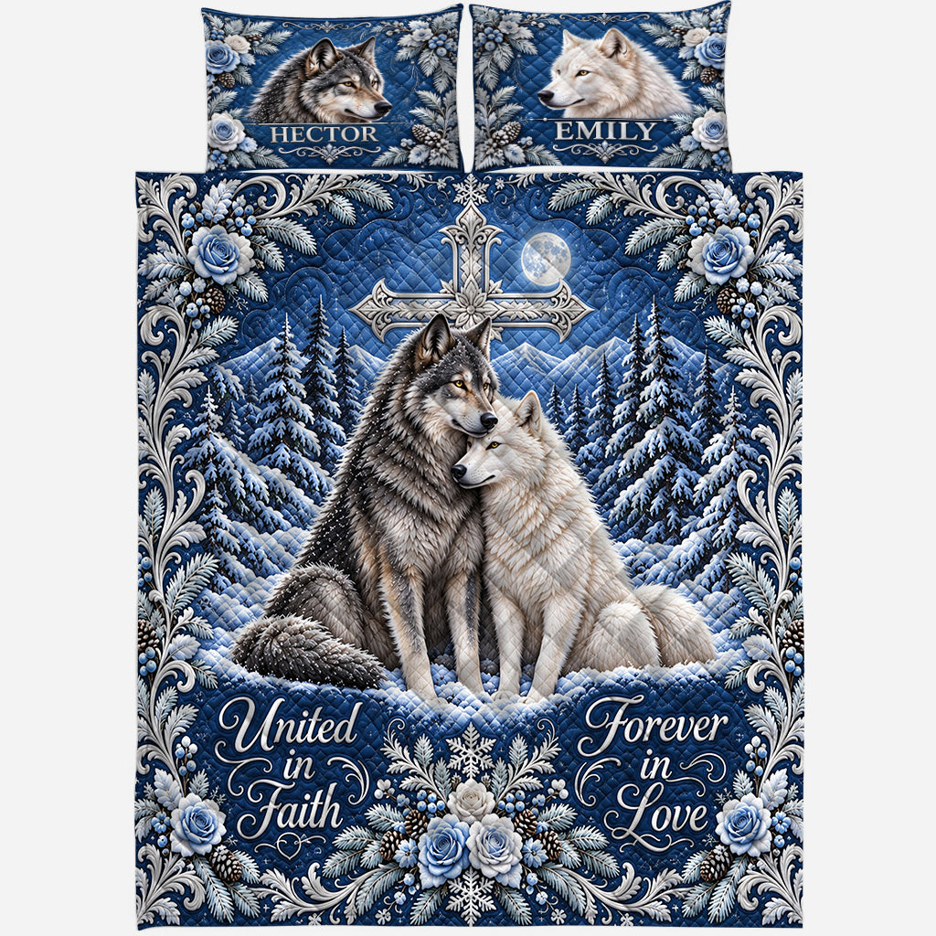 Vereint im Glauben - Personalisierbares Wolf Quilt Set