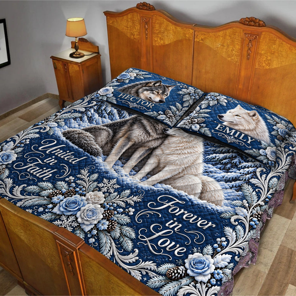 Vereint im Glauben - Personalisierbares Wolf Quilt Set