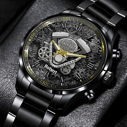 Meilleur papa du monde - Montre-bracelet personnalisée pour motard