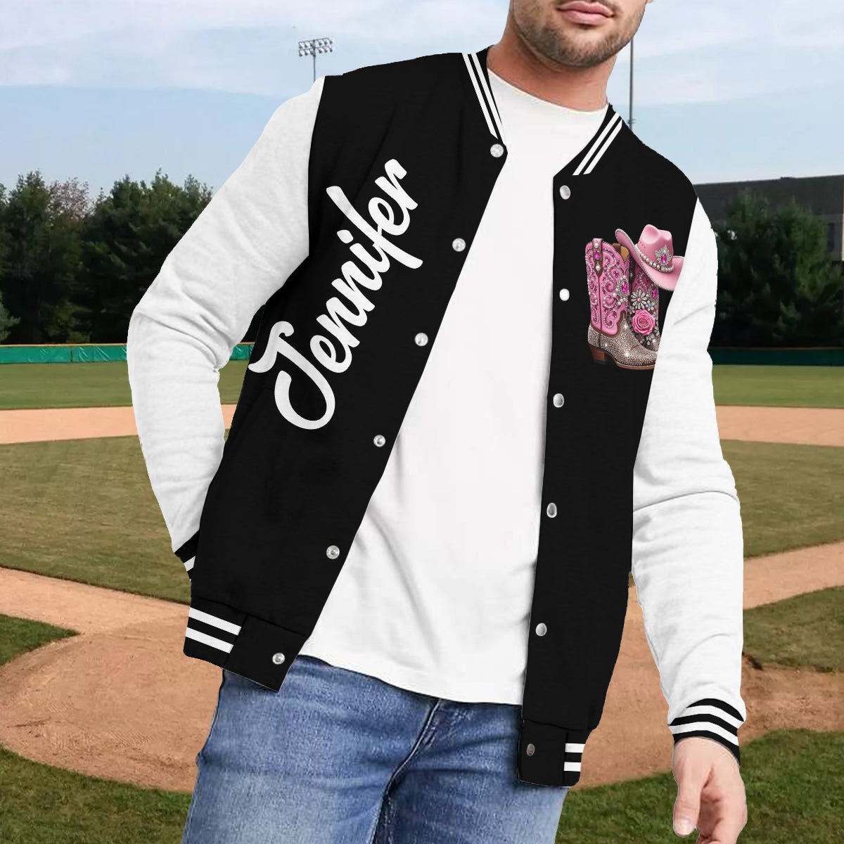 Cowgirl Boots - Personalized Cowgirl Varsity Jacket