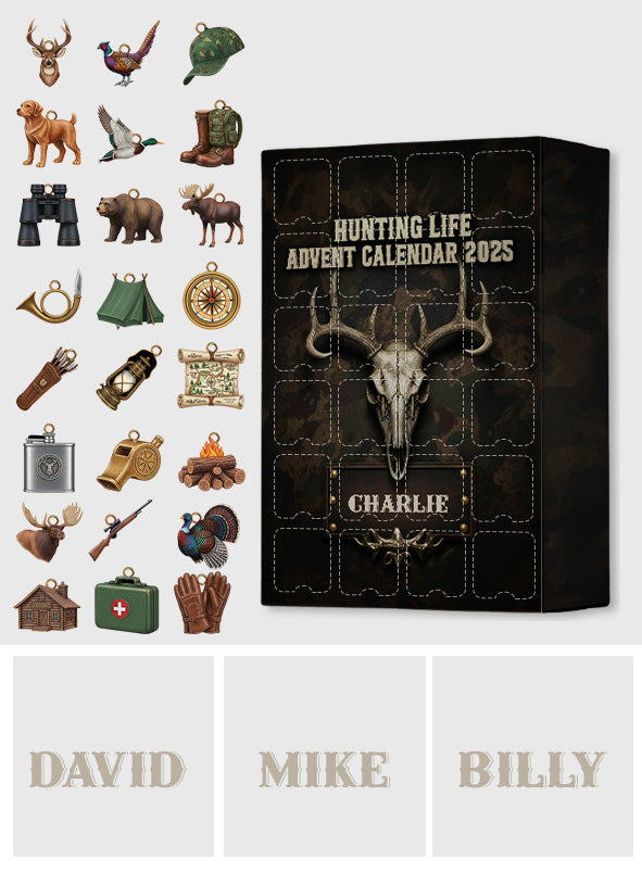 Hunting Life - Personalized Hunting Advent Calendar With Ornaments