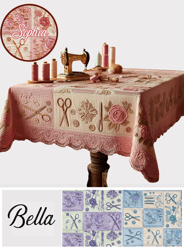 J'adore coudre - Nappe de table de couture personnalisée