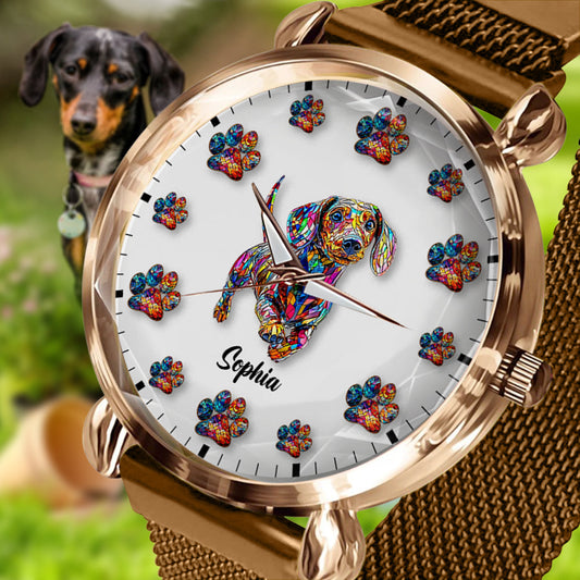 Montre-bracelet personnalisée pour femme « J'aime mon chien »