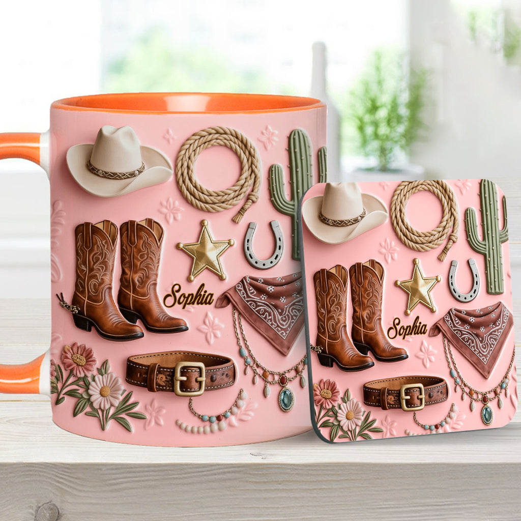 Cowgirl - Personalized Cowgirl Accent Mug & Coaster