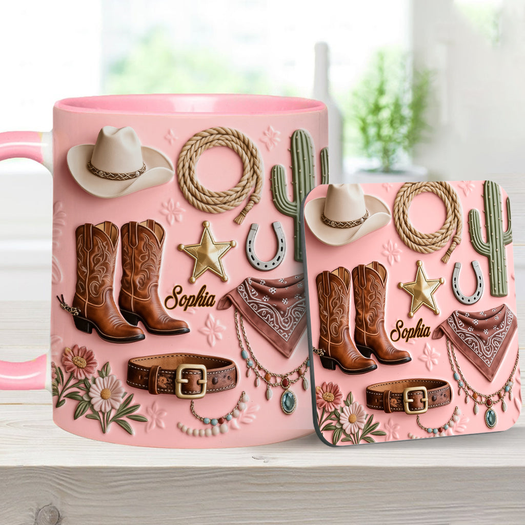 Cowgirl - Personalized Cowgirl Accent Mug & Coaster