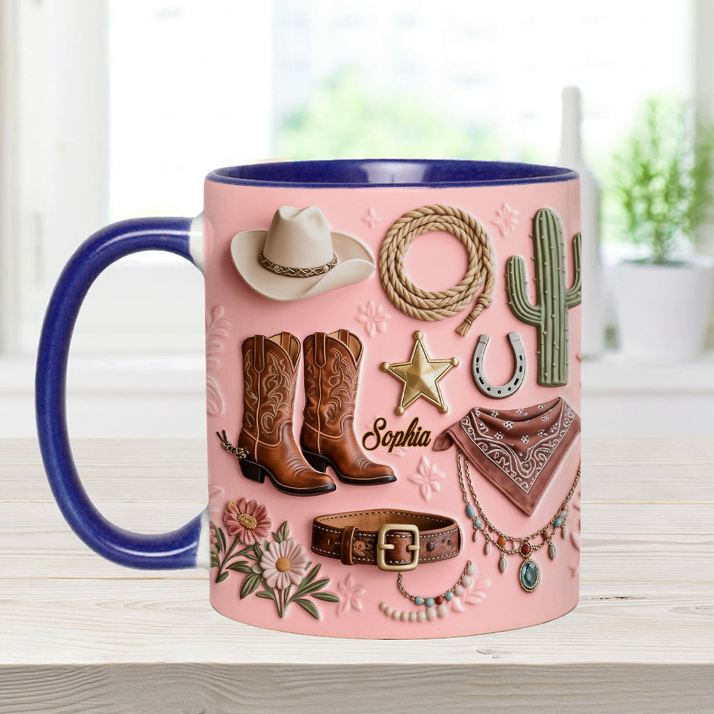 Cowgirl - Personalized Cowgirl Accent Mug & Coaster