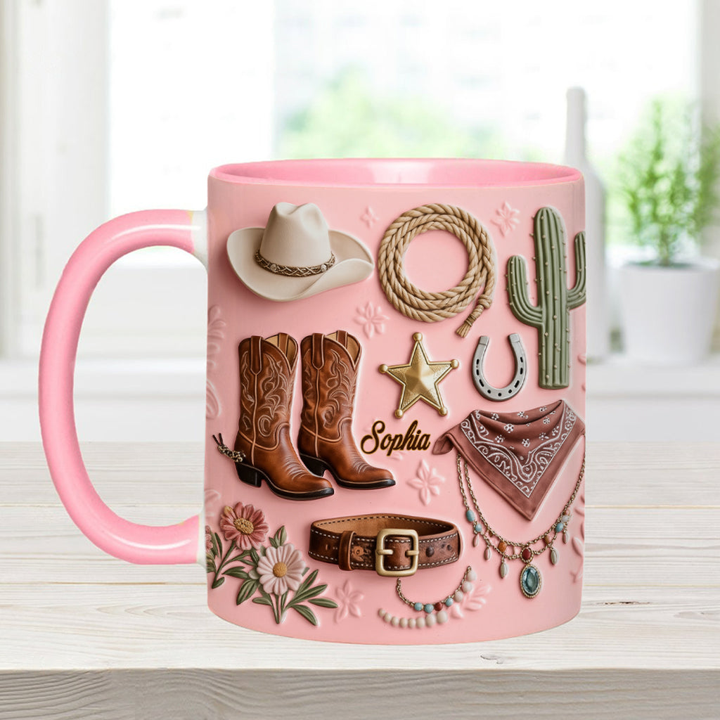Cowgirl - Personalized Cowgirl Accent Mug & Coaster