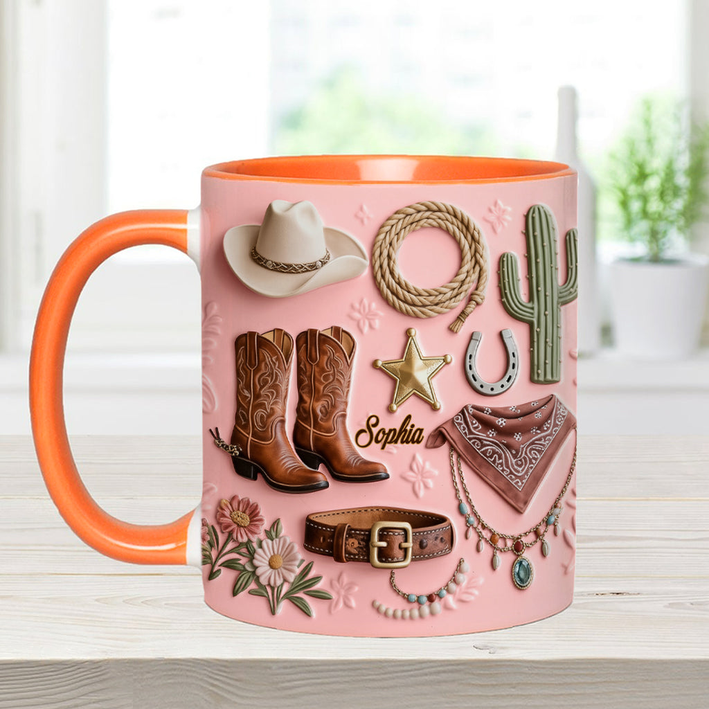 Cowgirl - Personalized Cowgirl Accent Mug & Coaster