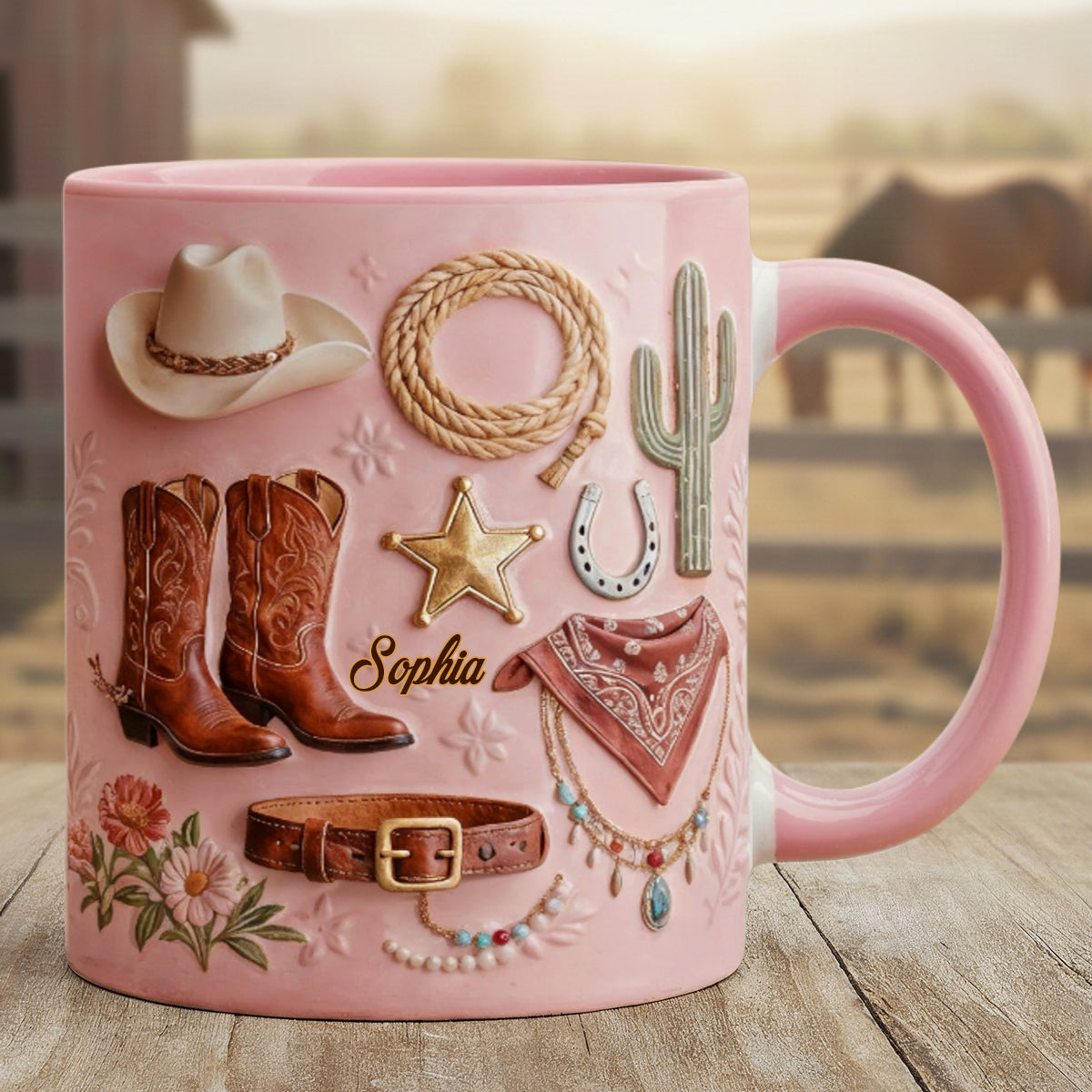 Cowgirl - Personalized Cowgirl Accent Mug & Coaster