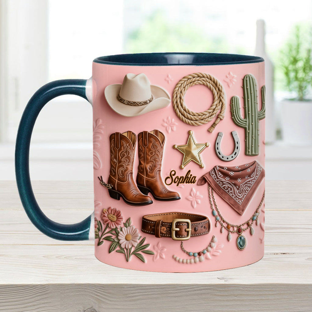 Cowgirl - Personalized Cowgirl Accent Mug & Coaster