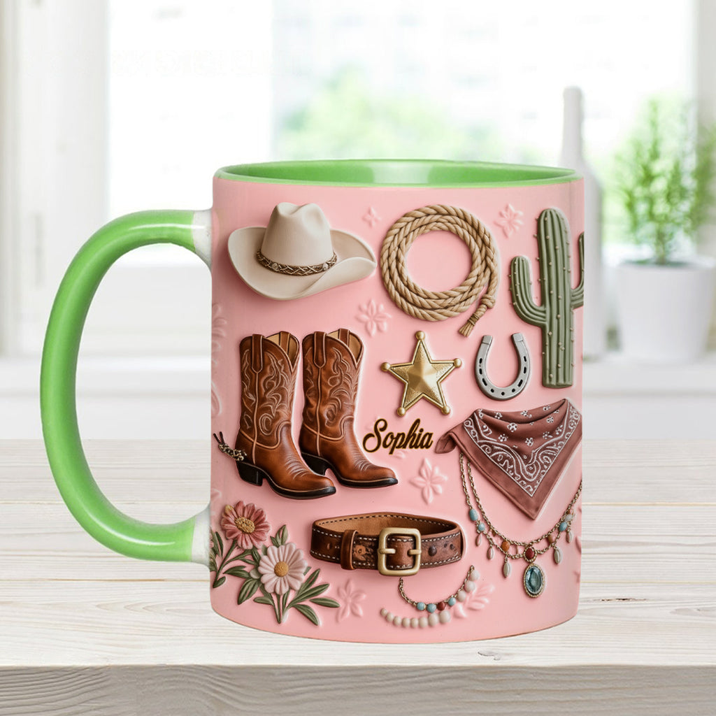 Cowgirl - Personalized Cowgirl Accent Mug & Coaster
