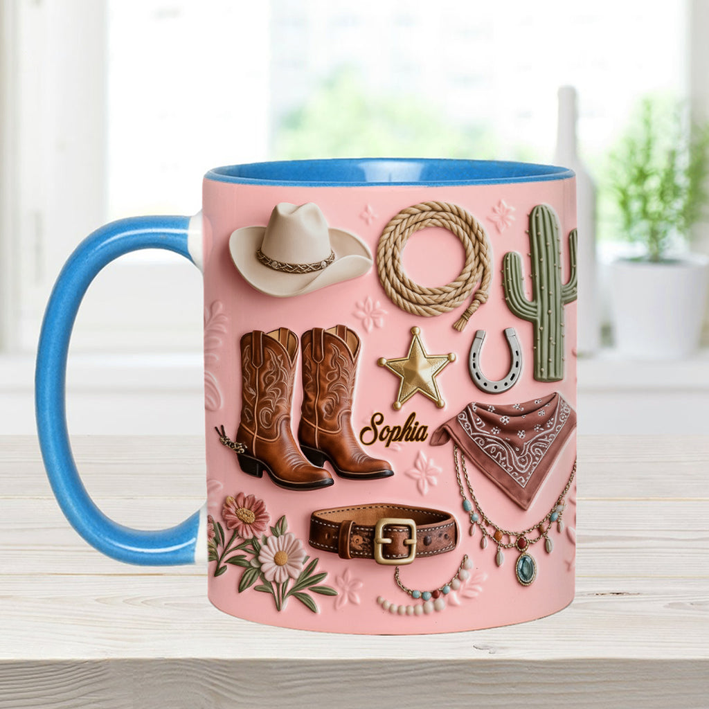 Cowgirl - Personalized Cowgirl Accent Mug & Coaster