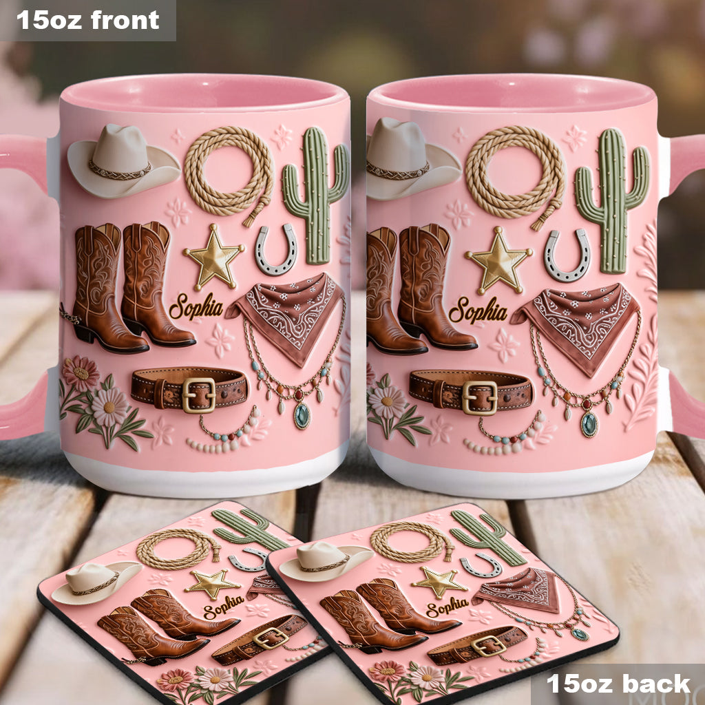 Cowgirl - Personalized Cowgirl Accent Mug & Coaster