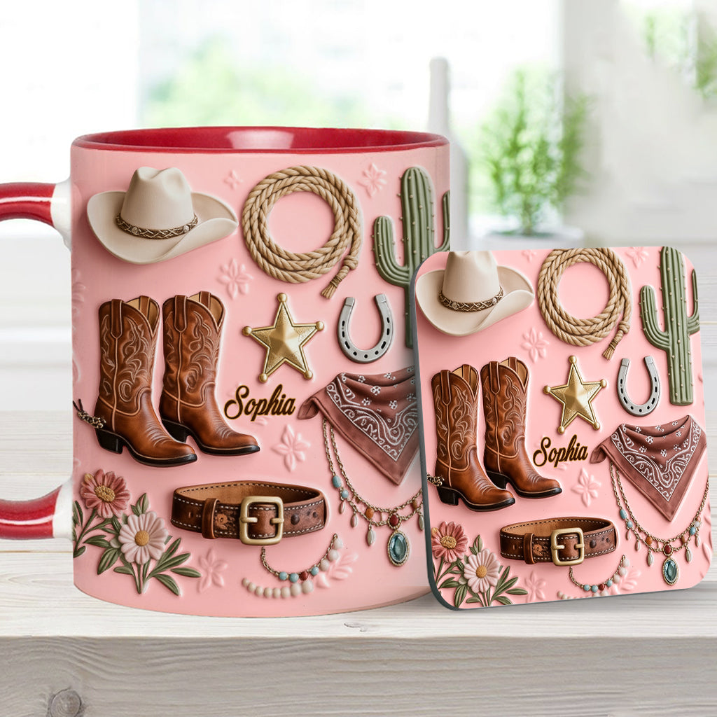 Cowgirl - Personalized Cowgirl Accent Mug & Coaster