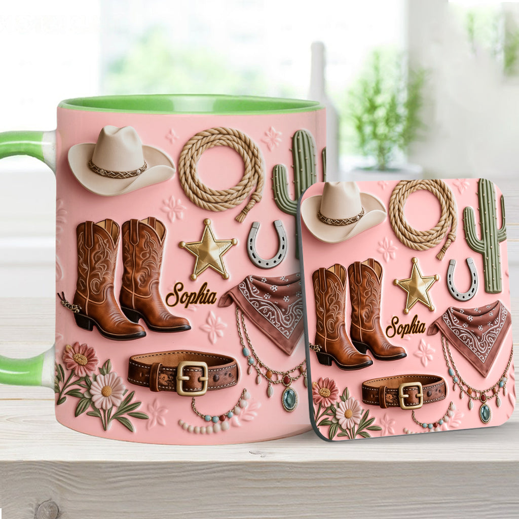 Cowgirl - Personalized Cowgirl Accent Mug & Coaster