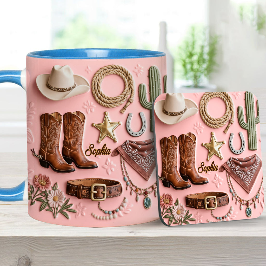 Cowgirl - Personalized Cowgirl Accent Mug & Coaster