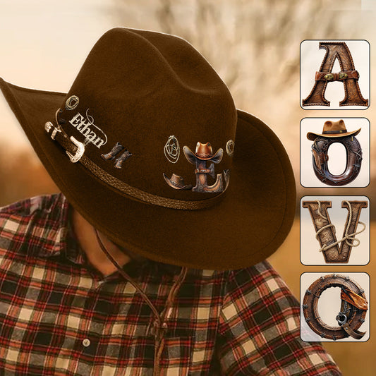 Personalisierter Cowboyhut im Western-Stil mit breitem Krempen