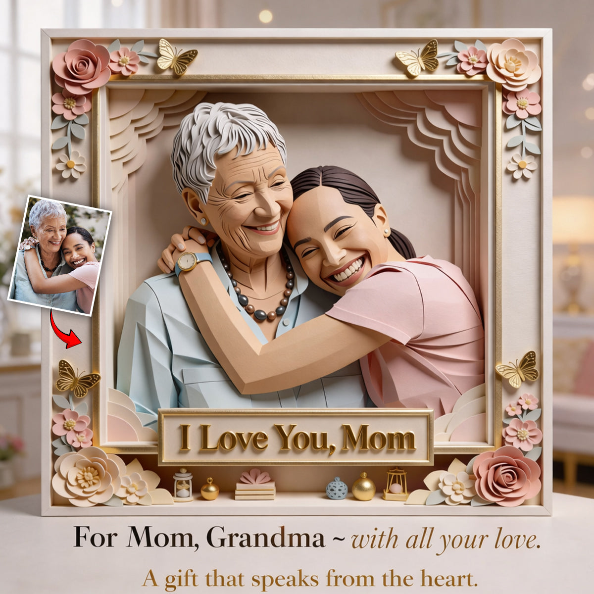 Love Mom, Love Grandma - Personalized Mother Custom Shaped Acrylic Plaque