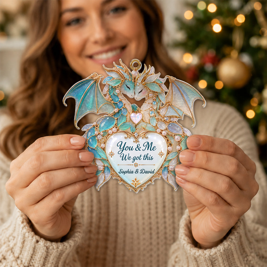 Merry Christmas - Personalized Dragon Custom Shape Glass Ornament