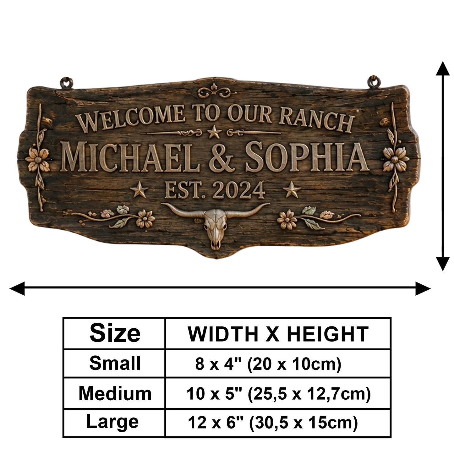 Couple Cowboy Cowgirl - Panneau en Bois Personnalisé pour Mur
