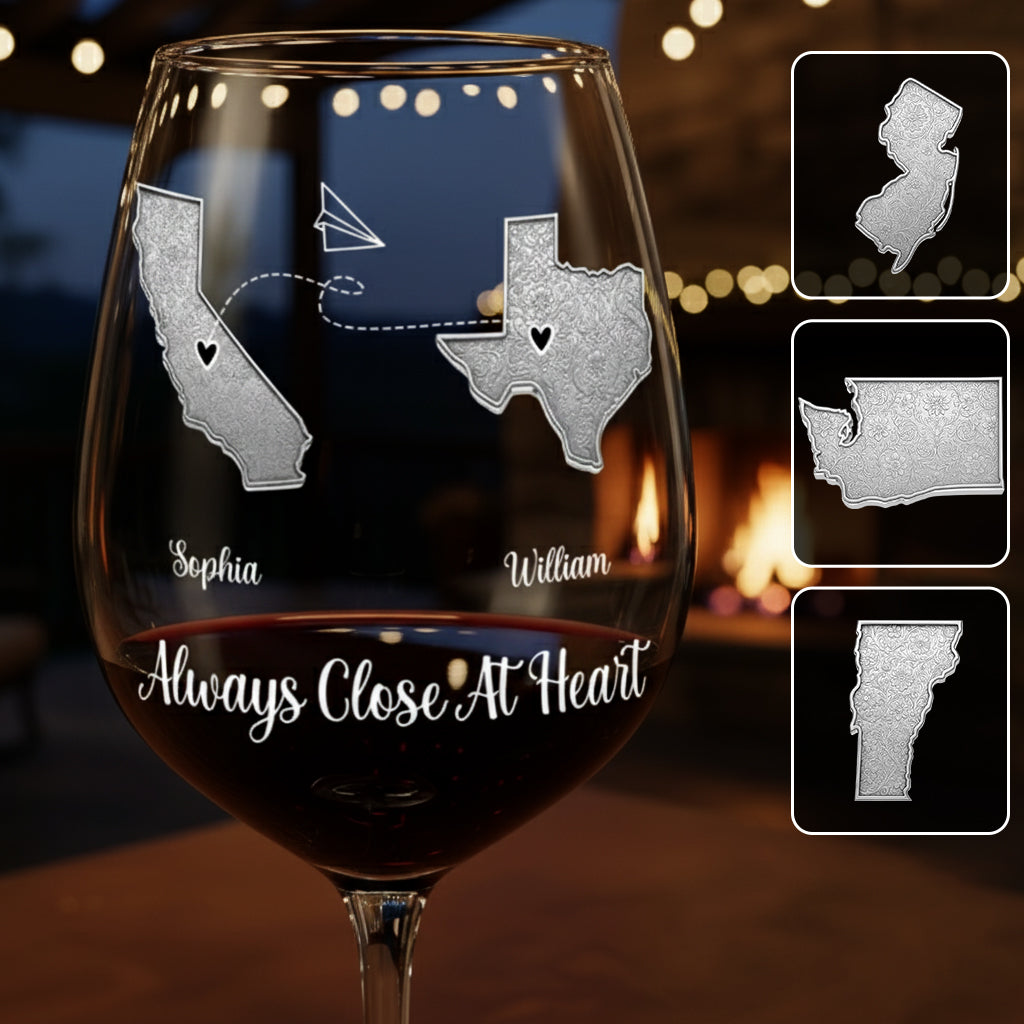 I Miss Your Face Custom Multi States Long Distance Relationship - Personalized Long Distance Wine Glass With Long Stem