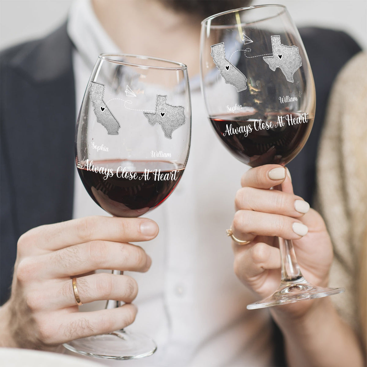 I Miss Your Face Custom Multi States Long Distance Relationship - Personalized Long Distance Wine Glass With Long Stem