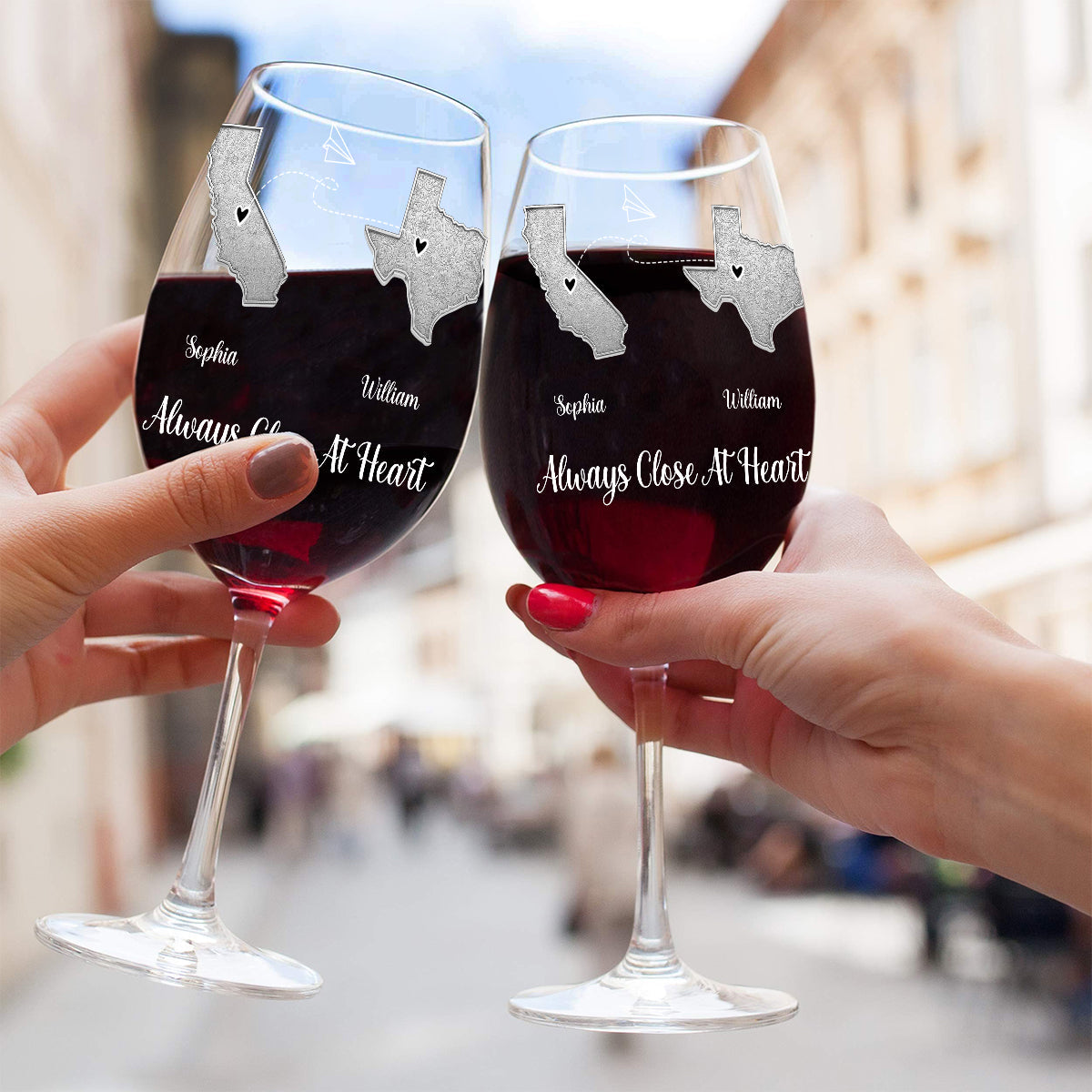 I Miss Your Face Custom Multi States Long Distance Relationship - Personalized Long Distance Wine Glass With Long Stem