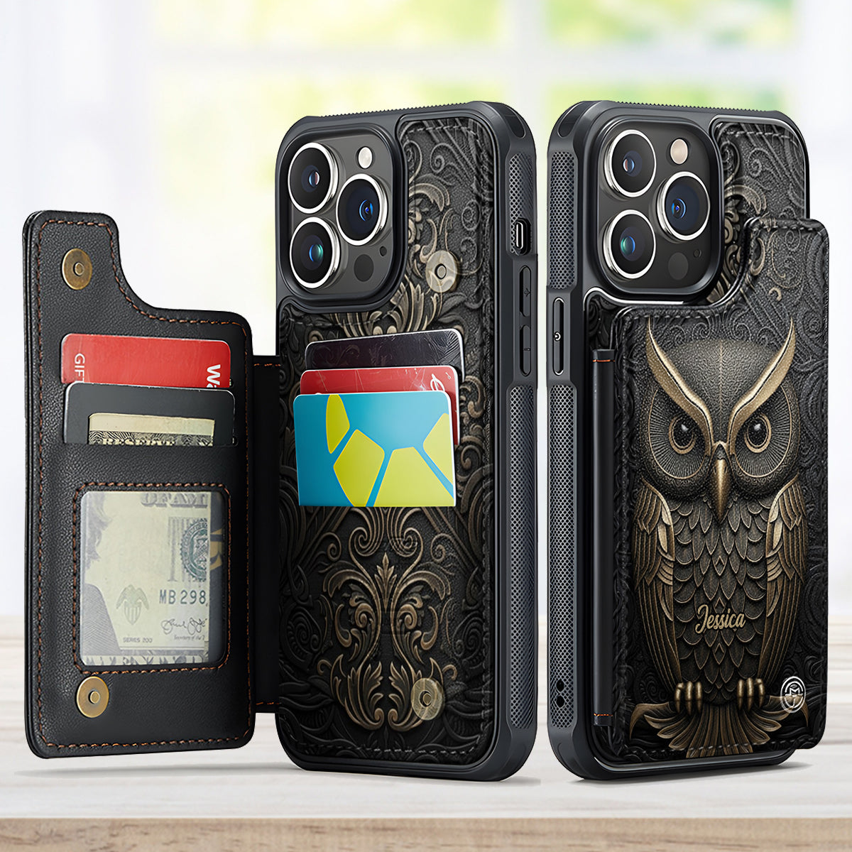 Amazing Owl - Personalized Owl Fully Printed Wallet Phone Case