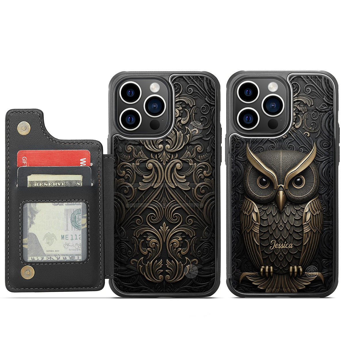 Amazing Owl - Personalized Owl Fully Printed Wallet Phone Case