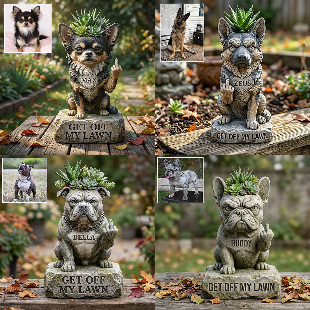 Get Off My Lawn, Custom From Any Photo - Personalized Dog Acrylic Pot