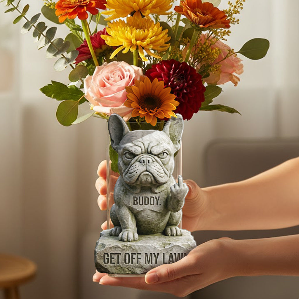 Get Off My Lawn, Custom From Any Photo - Personalized Dog Acrylic Pot