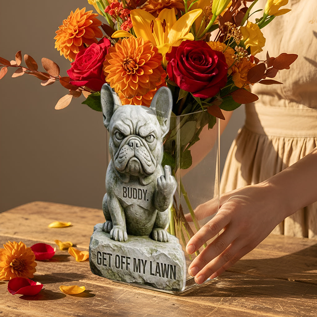 Get Off My Lawn, Custom From Any Photo - Personalized Dog Acrylic Pot