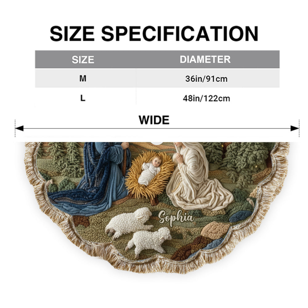 Nativity Moment - Personalized Christian Shaped Tree Skirt