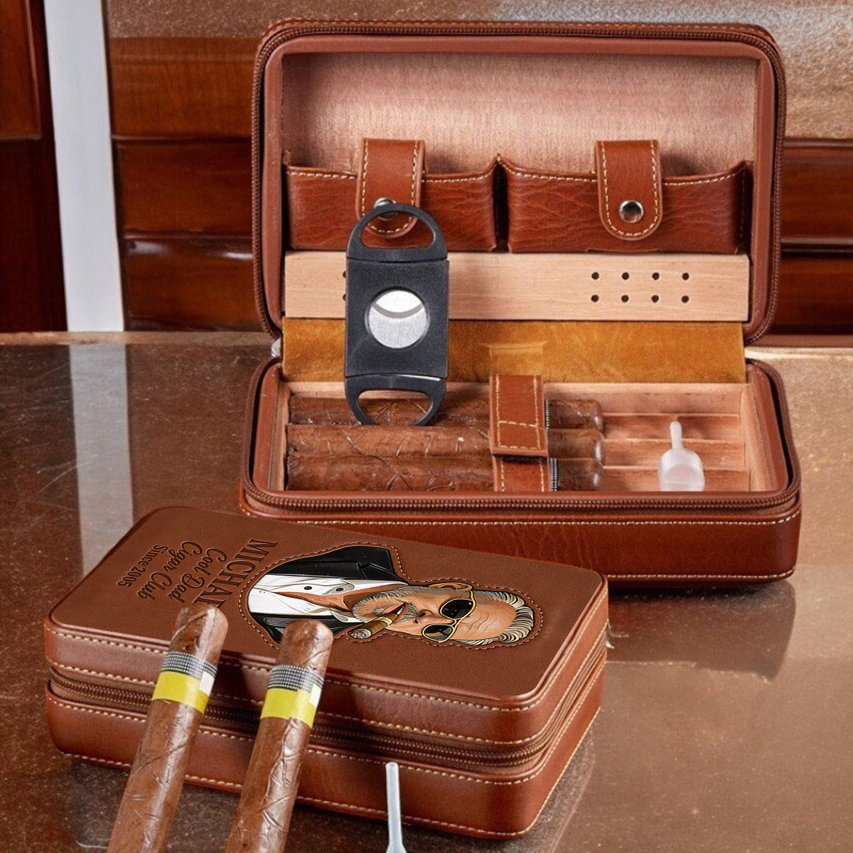Papa liebt Zigarren - Personalisierte Reisetasche für Zigarren