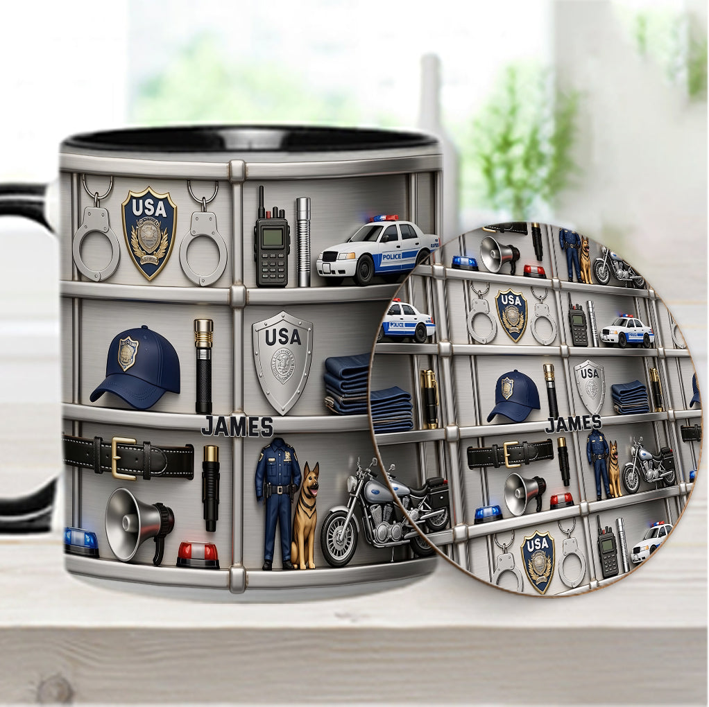 Serve And Protect - Personalized Police Officer Accent Mug & Coaster