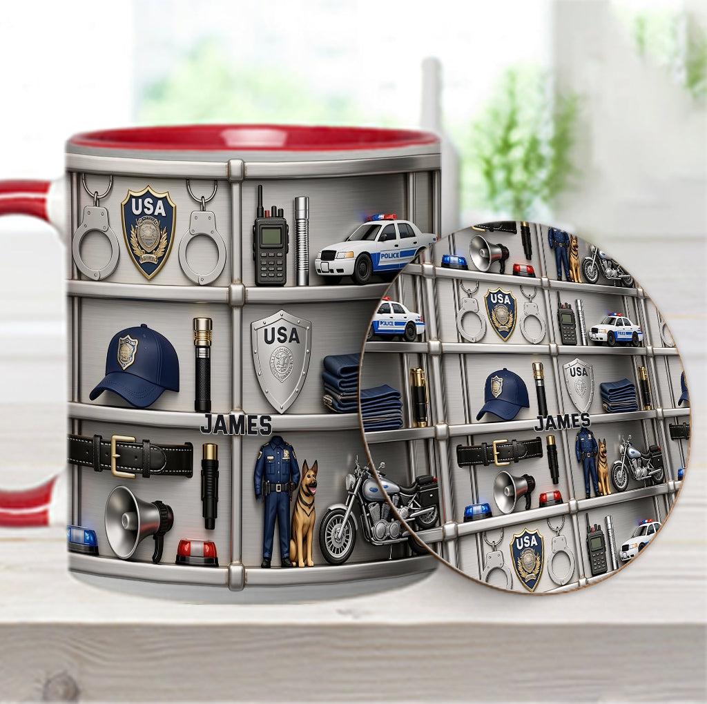 Serve And Protect - Personalized Police Officer Accent Mug & Coaster