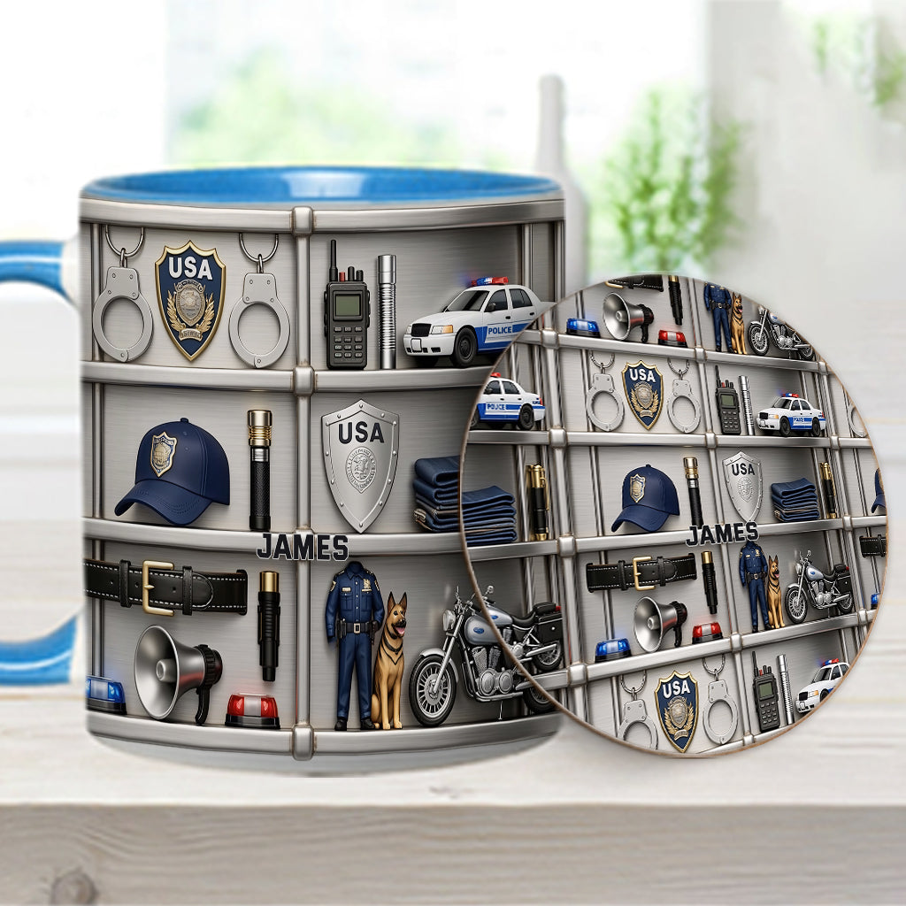 Serve And Protect - Personalized Police Officer Accent Mug & Coaster