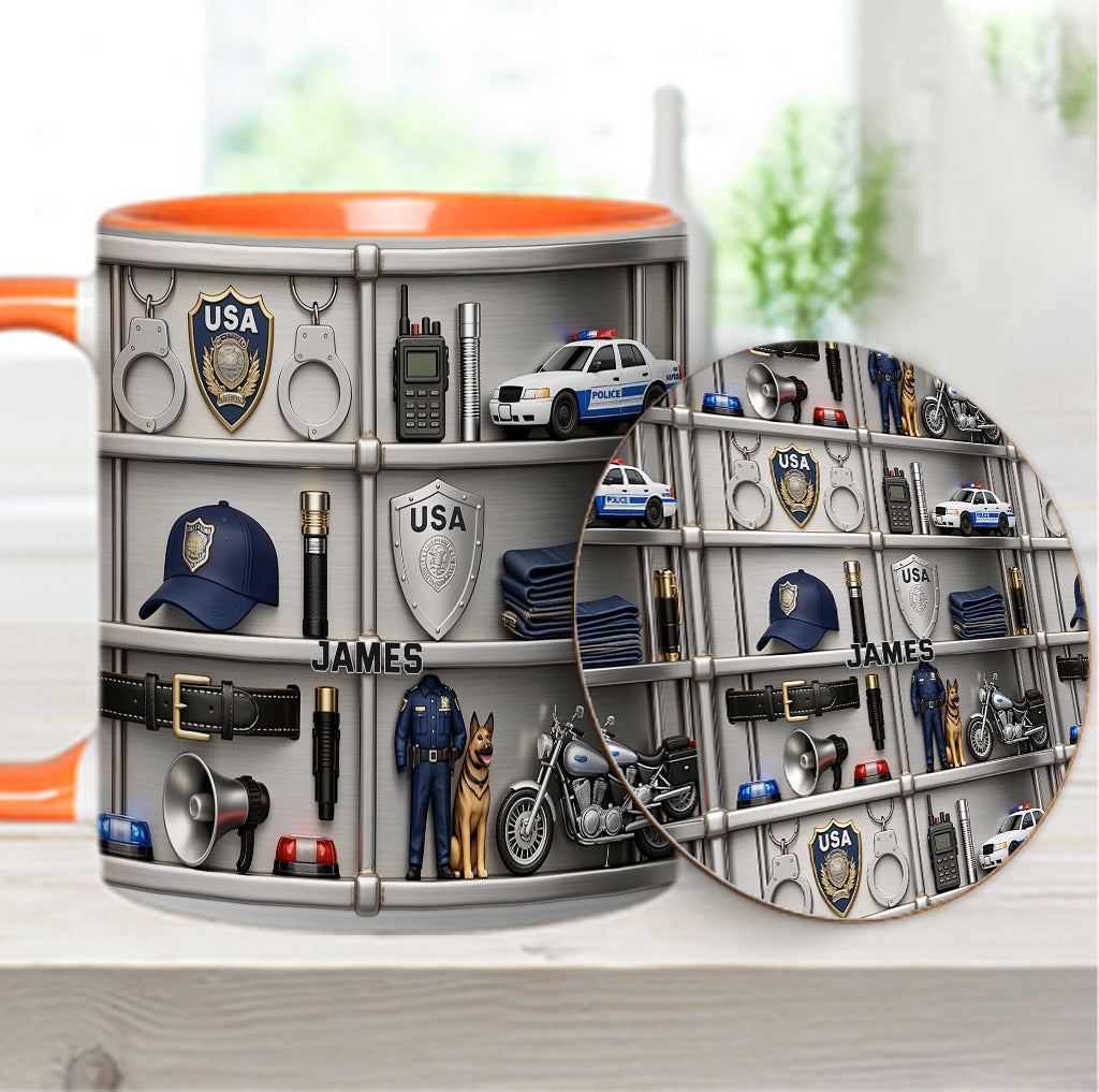Serve And Protect - Personalized Police Officer Accent Mug & Coaster