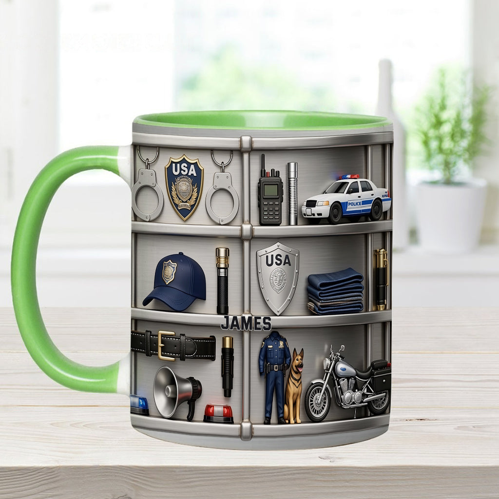 Serve And Protect - Personalized Police Officer Accent Mug & Coaster