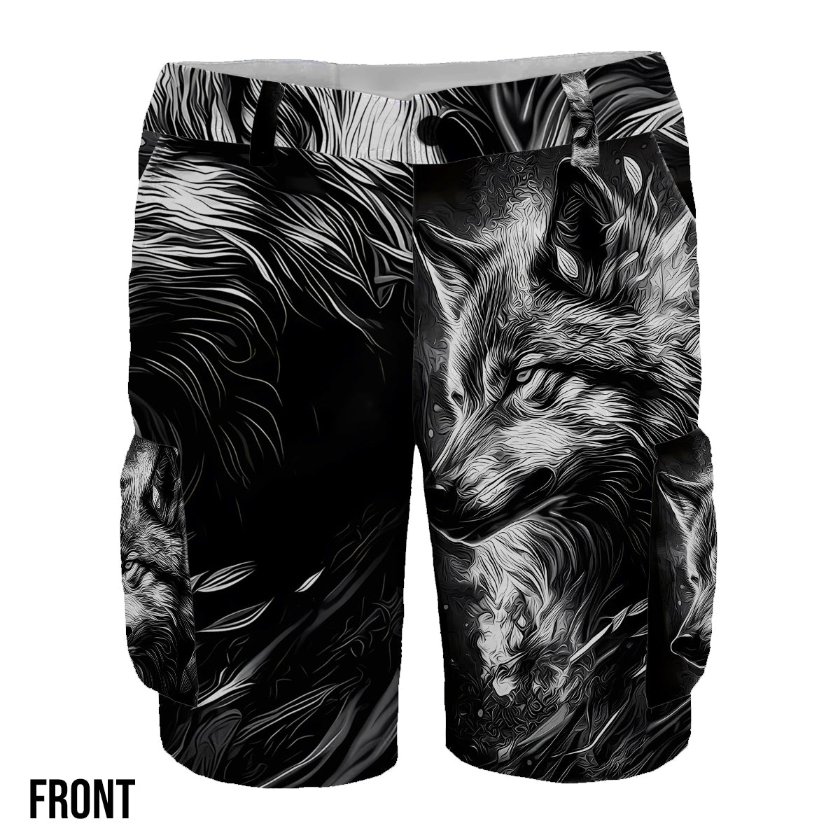Strong Wolf – Personalisierte Wolf-Cargoshorts mit Gürtel