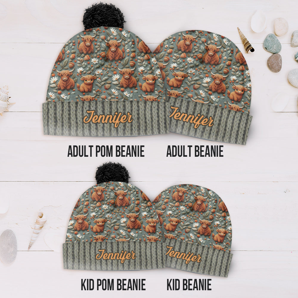 Highland Cow Farm - Personalisierte Highland Cow Beanie Mütze