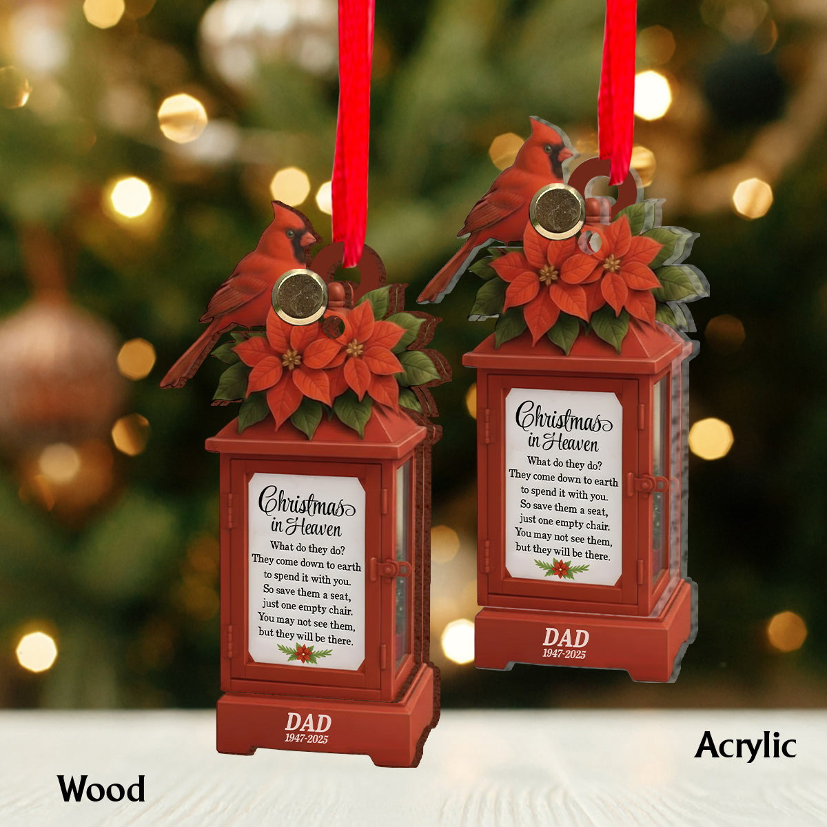 Christmas In Heaven - In Loving Memorial - Personalized Memorial Flip Ornament