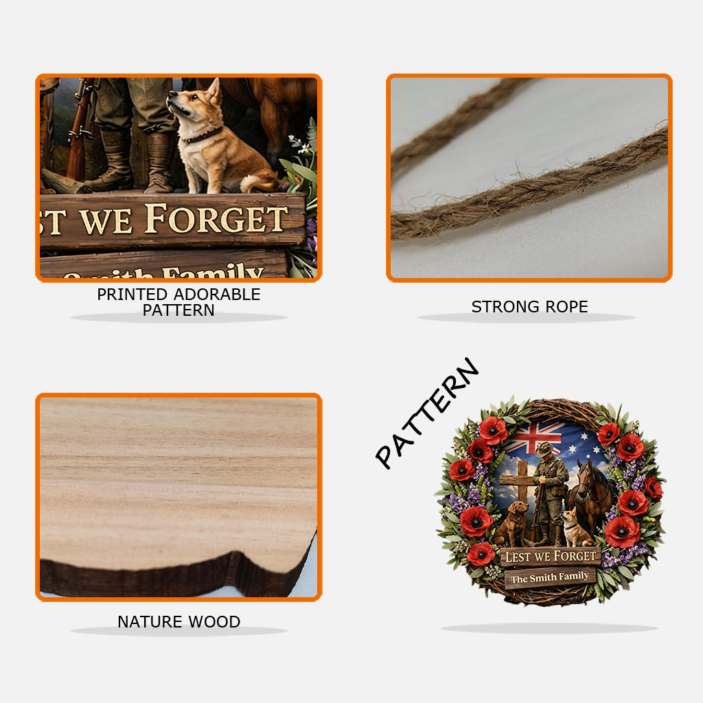 Lest We Forget, Anzac Day - Personalized Veteran Custom Shaped Wood Sign