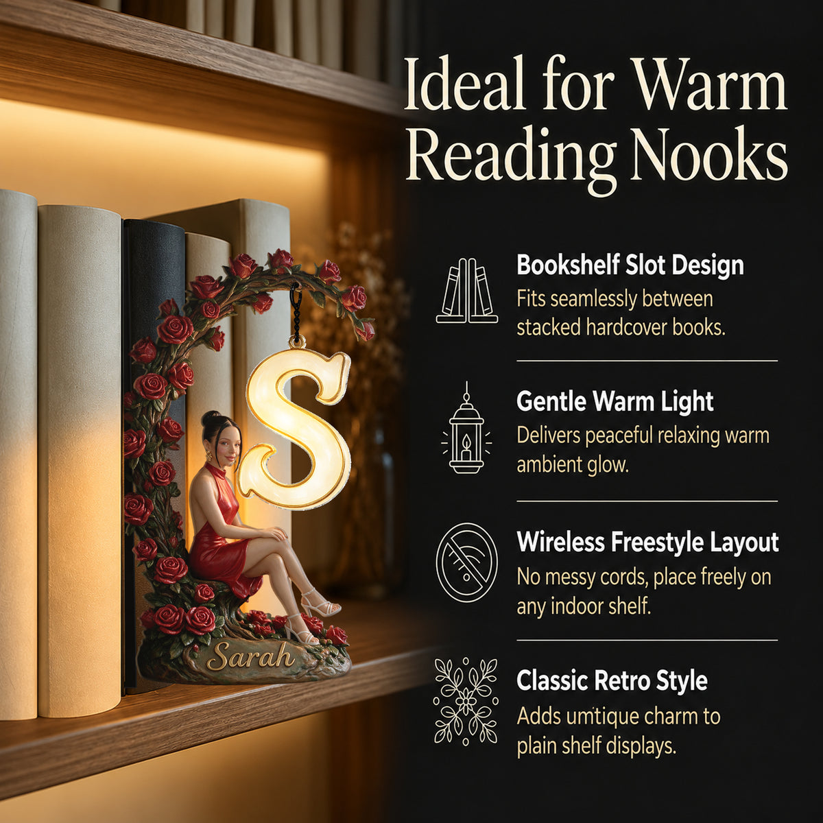 Any Photo With Initial Lamp - Personalized Self Love Bookshelf Lamp