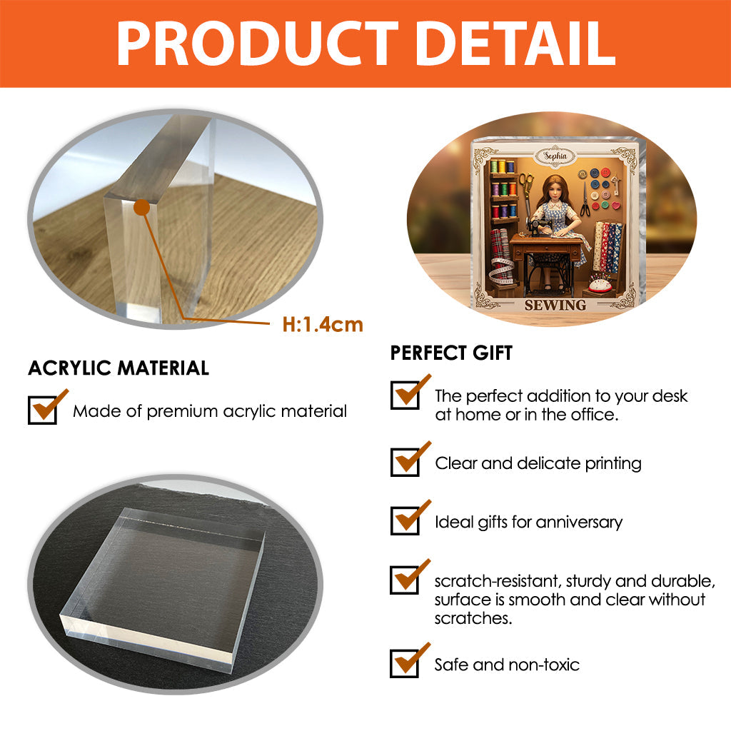 Just A Girl Who Love Sewing - Personalized Sewing Custom Shaped Acrylic Plaque