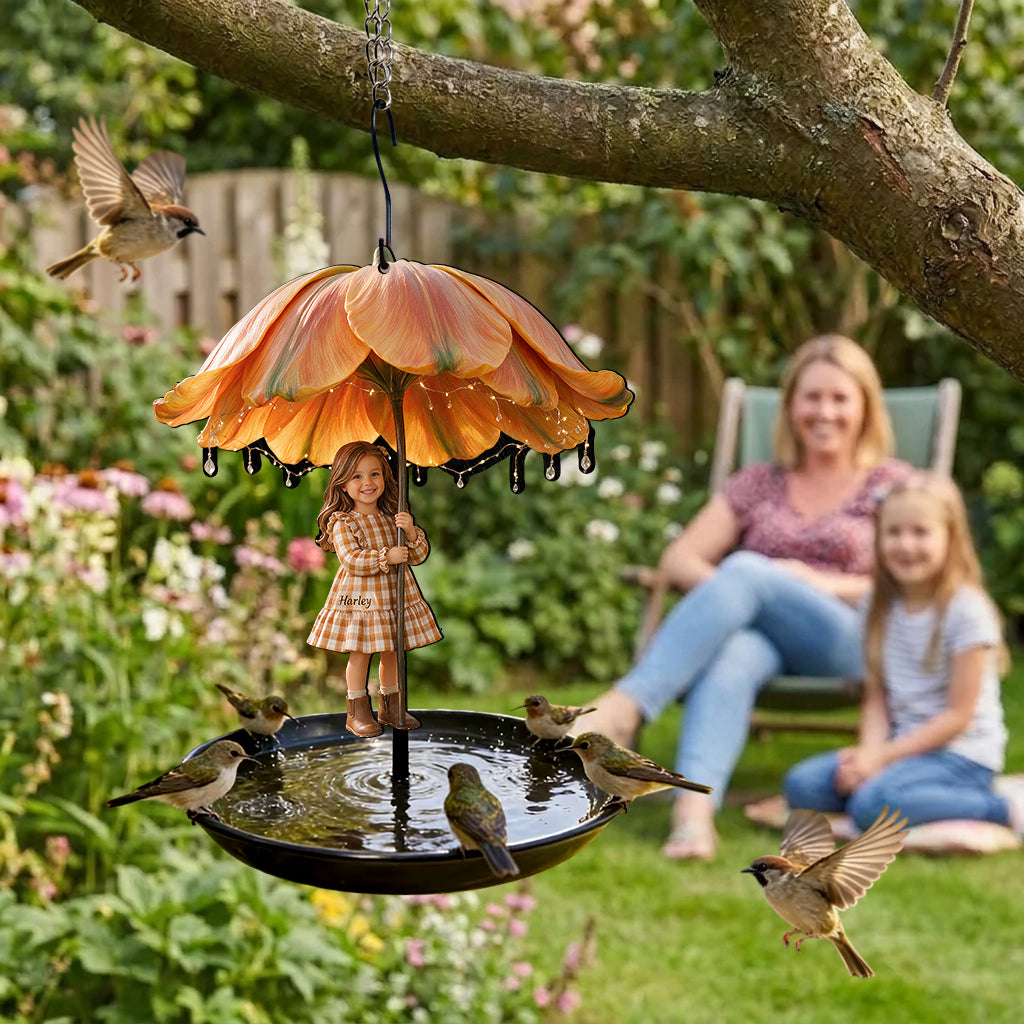 Custom Any Photo And Flower - Personalized Kid Bird Feeder/ Bath