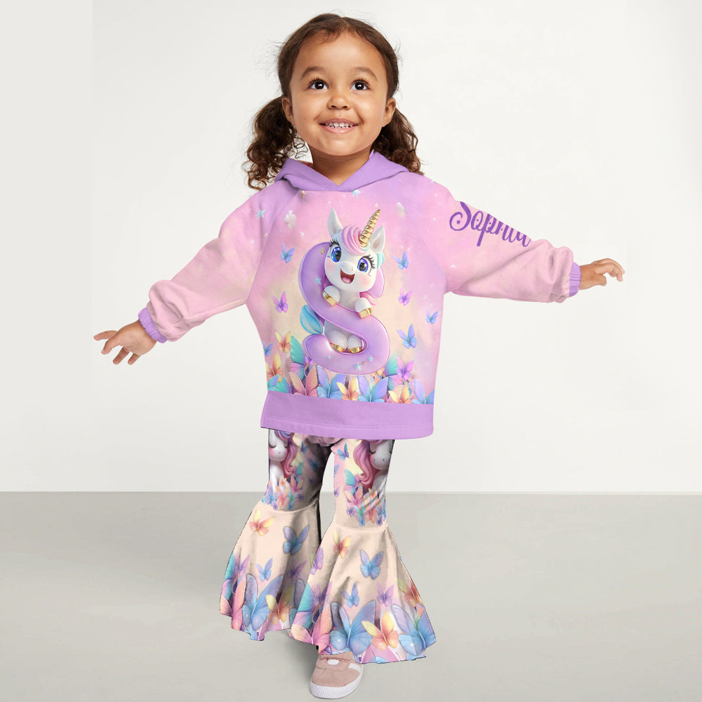 Cute Unicorn - Personalized Kid Kid Hoodie & Flare Leggings Set